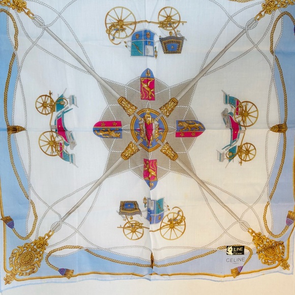 Celine Accessories - Authentic Celine Cotton Scarf/Handkerchief, Carriage Print